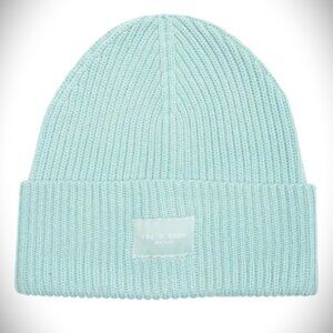 RAG & BONE Blake Logo Patch Wool Blend Mint Color Rib Beanie
